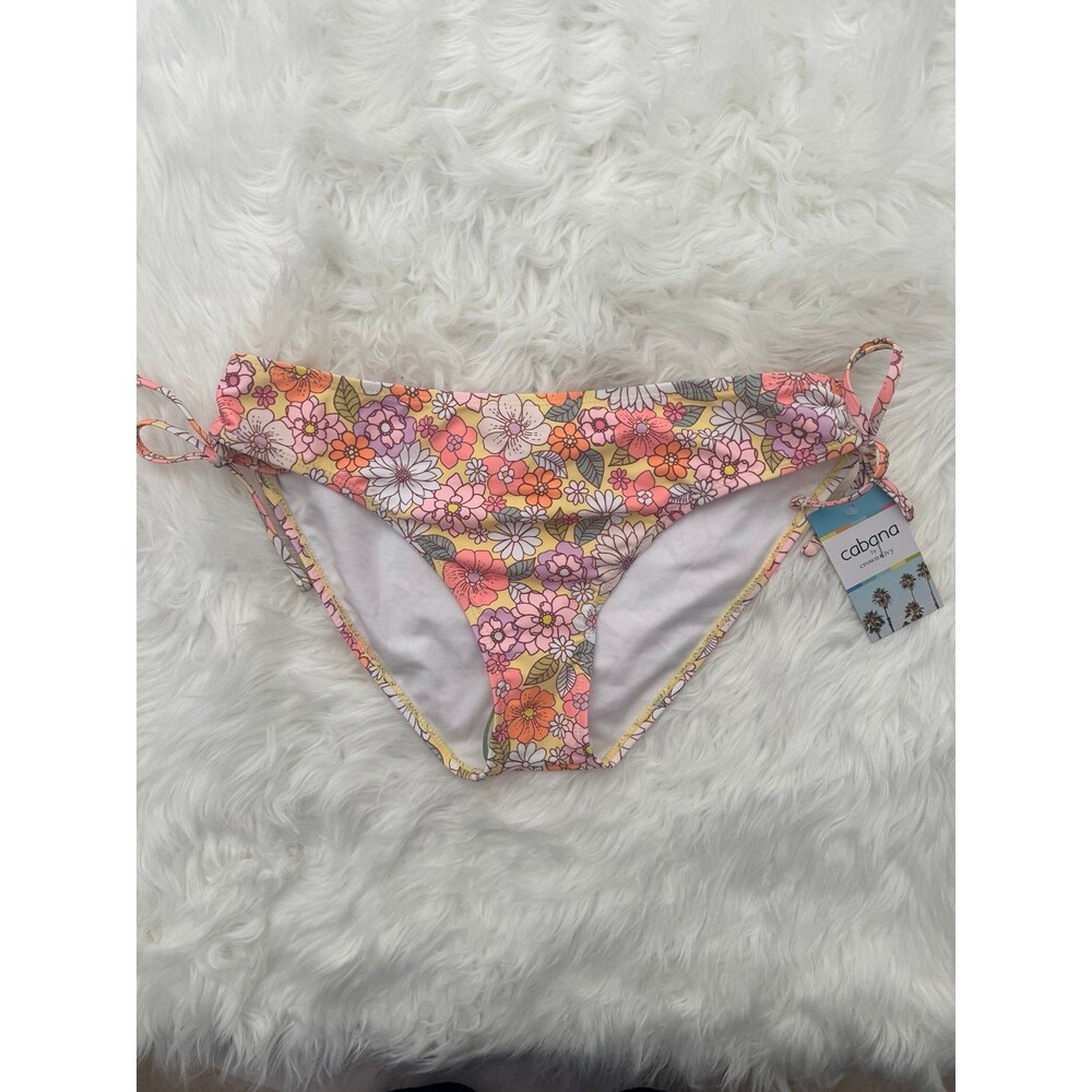 Cabana by Crown & Ivy Flower Child Cinched Side Tie Swim Bottoms Size XL